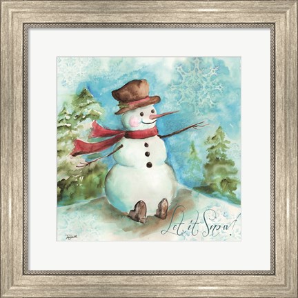 Framed Watercolor Snowmen I Print