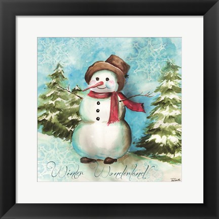 Framed Watercolor Snowmen II Print