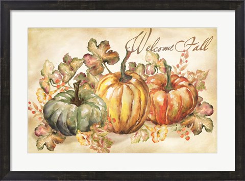 Framed Watercolor Harvest Welcome Fall Print
