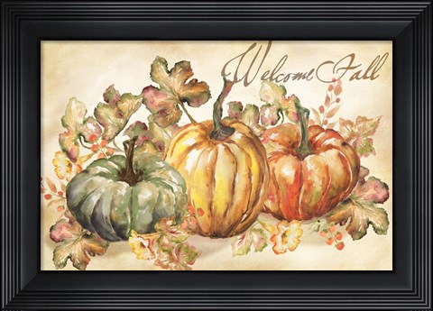 Framed Watercolor Harvest Welcome Fall Print