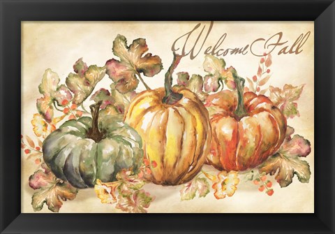 Framed Watercolor Harvest Welcome Fall Print
