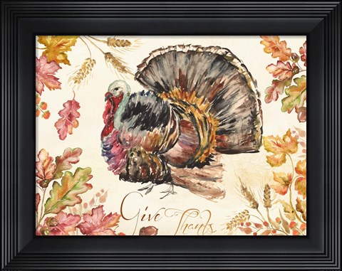 Framed Watercolor Harvest Turkey Print