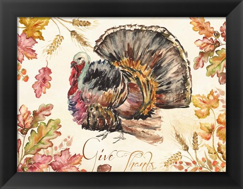 Framed Watercolor Harvest Turkey Print