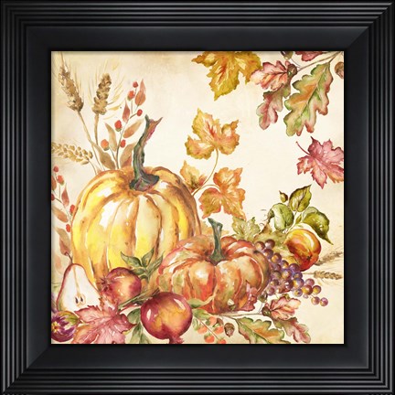 Framed Watercolor Harvest Pumpkins I Print
