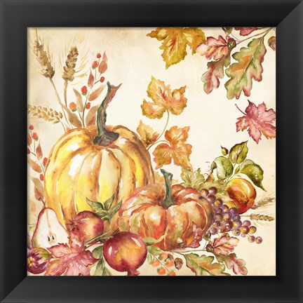 Framed Watercolor Harvest Pumpkins I Print