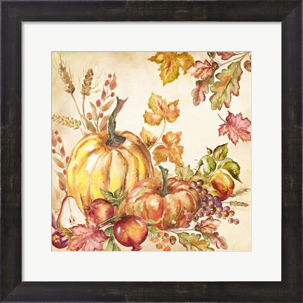 Framed Watercolor Harvest Pumpkins I Print