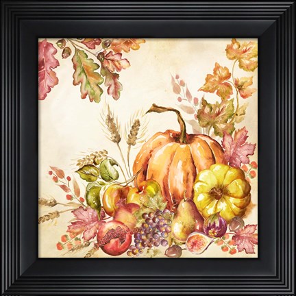 Framed Watercolor Harvest Pumpkins II Print