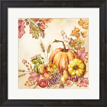 Framed Watercolor Harvest Pumpkins II Print