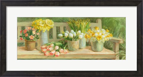 Framed Spring Garden Bench Print