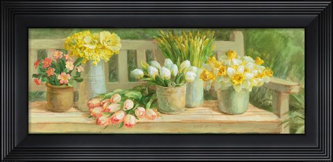 Framed Spring Garden Bench Print
