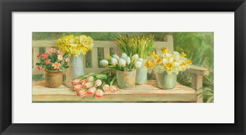 Framed Spring Garden Bench Print