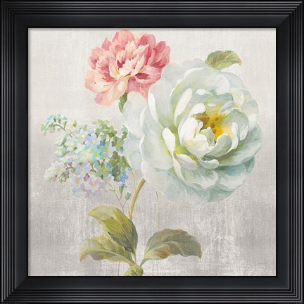 Framed Textile Floral Square I No Lace Print