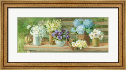 Framed Summer Garden Bench Print
