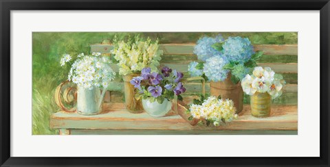 Framed Summer Garden Bench Print