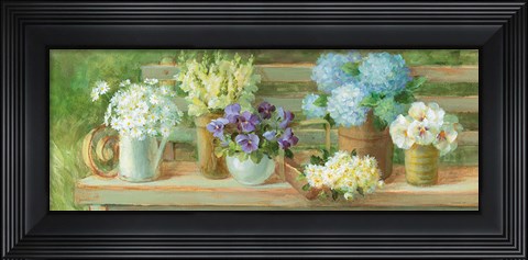 Framed Summer Garden Bench Print