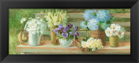 Framed Summer Garden Bench Print