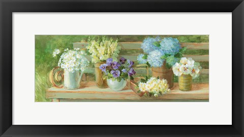 Framed Summer Garden Bench Print
