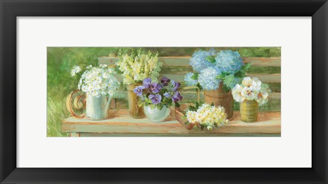 Framed Summer Garden Bench Print