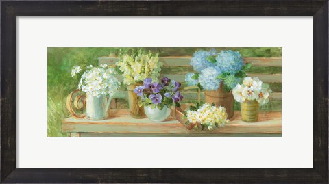 Framed Summer Garden Bench Print