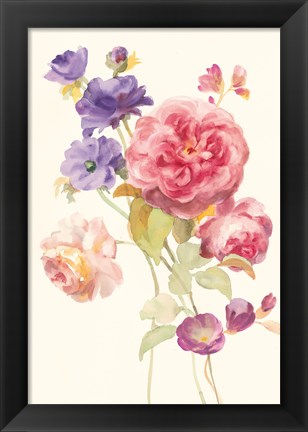 Framed Watercolor Flowers II Print