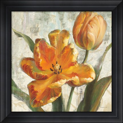 Framed Parrot Tulips I on Ivory Print