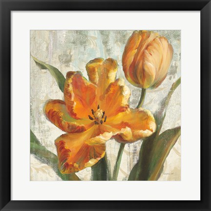 Framed Parrot Tulips I on Ivory Print