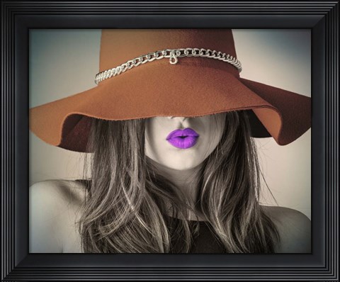 Framed Vintage Fashion - Brown Hat Print
