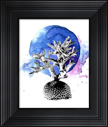Framed Coral with Blue Splash Print