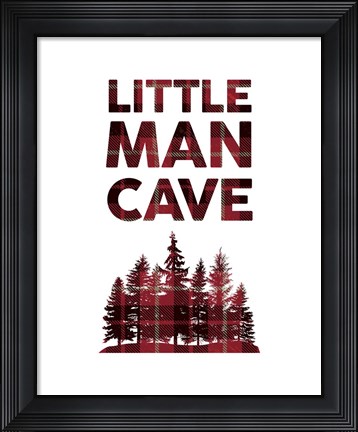 Framed Little Man Cave - Trees Red Plaid Print