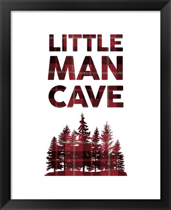 Framed Little Man Cave - Trees Red Plaid Print