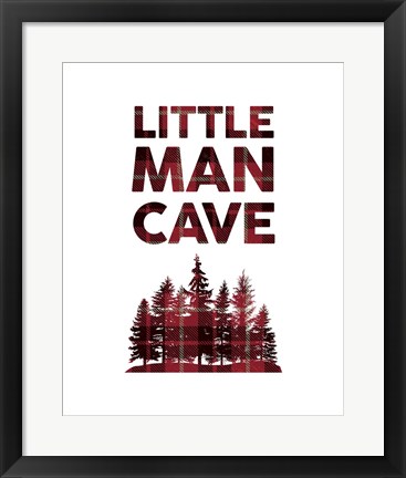 Framed Little Man Cave - Trees Red Plaid Print