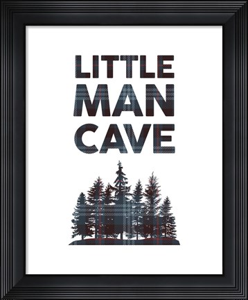 Framed Little Man Cave - Trees Blue Plaid Print
