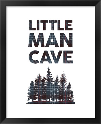 Framed Little Man Cave - Trees Blue Plaid Print