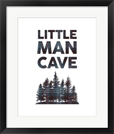 Framed Little Man Cave - Trees Blue Plaid Print