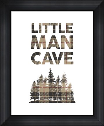 Framed Little Man Cave - Trees Tan Plaid Print