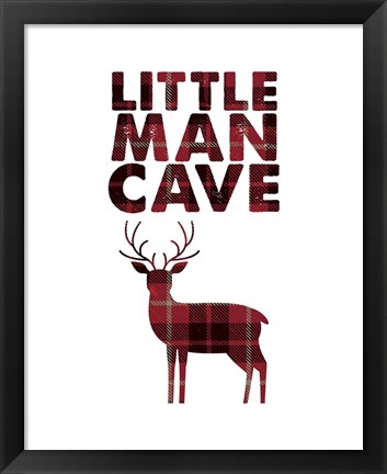 Framed Little Man Cave - Deer Red Plaid Print