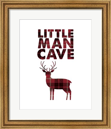 Framed Little Man Cave - Deer Red Plaid Print