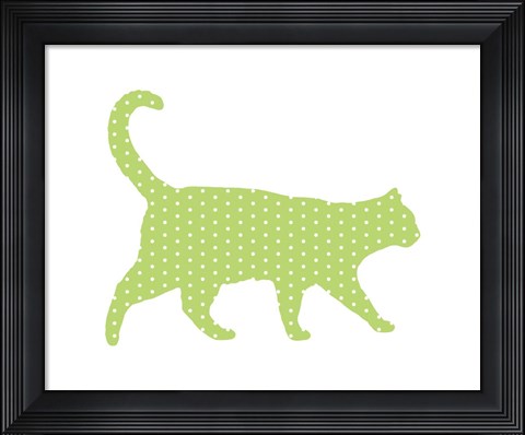 Framed Dot Pattern Cat - Green Print