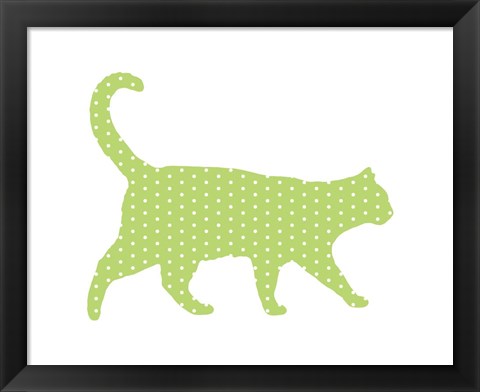 Framed Dot Pattern Cat - Green Print