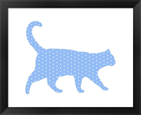 Framed Dot Pattern Cat - Blue Print