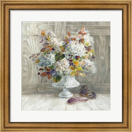Framed Rustic Florals White Print