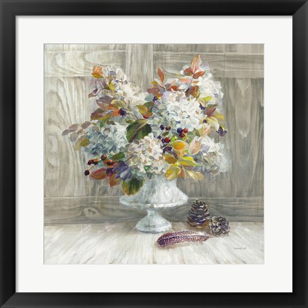 Framed Rustic Florals White Print