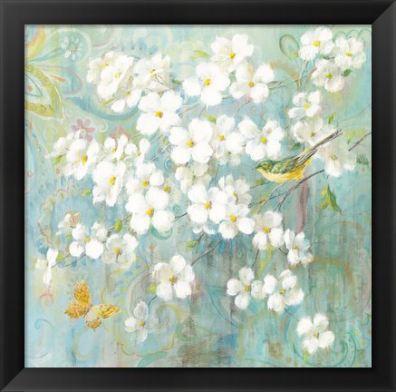Framed Spring Dream I Butterfly and Bird Print