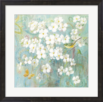 Framed Spring Dream I Butterfly and Bird Print