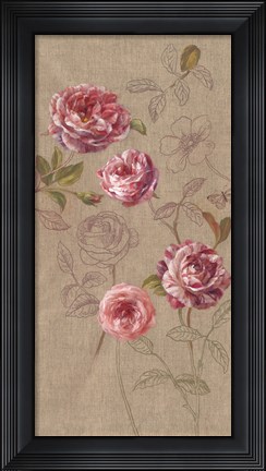 Framed Roses and Butterfly Print
