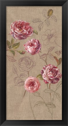 Framed Roses and Butterfly Print