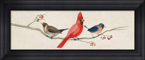 Framed Festive Birds Panel II Linen Print