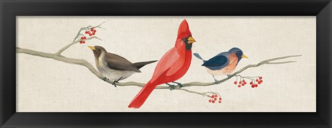 Framed Festive Birds Panel II Linen Print