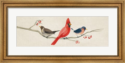 Framed Festive Birds Panel II Linen Print
