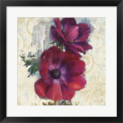 Framed Rich Anemones I on Ivory Print